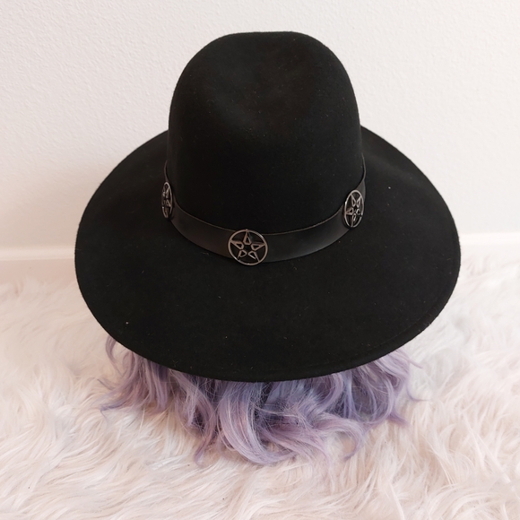Killstar Omen Sigil Fedora Hat with Gunmetal Pentagram Accent - Picture 5 of 12